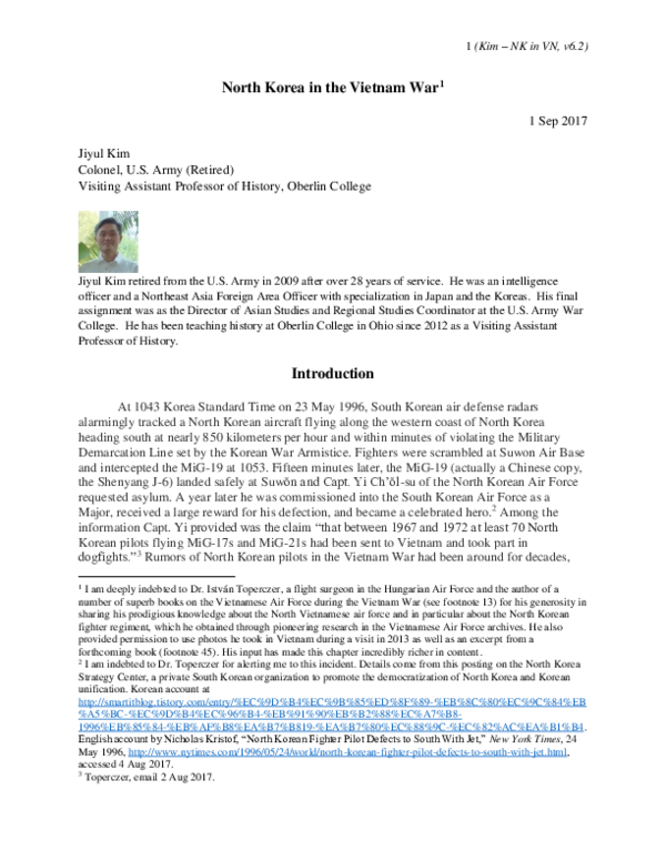 Doc V 6 2 North Korea In The Vietnam War 2017 Jiyul Kim