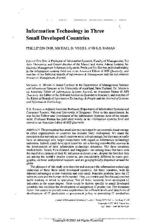 (PDF) Information technology in three small developed countries
