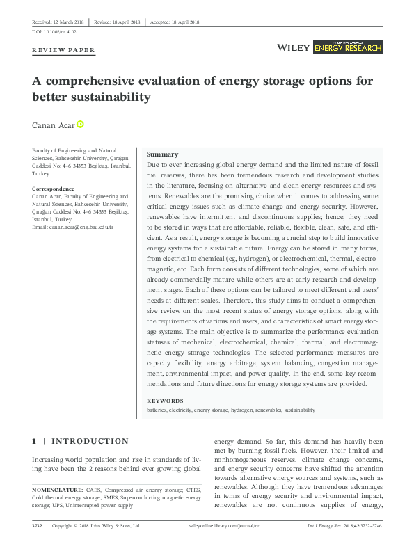 (PDF) A comprehensive evaluation of energy storage options for better ...