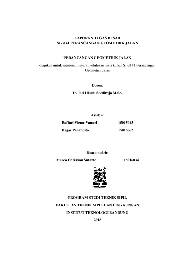 Pdf Perancangan Geometrik Jalan