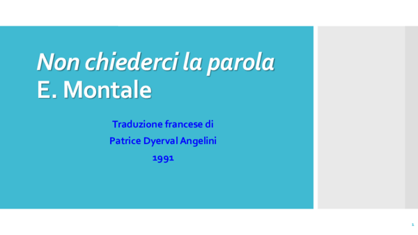(PPT) Analyse de la traduction française de Montale, 'Non chiederci la