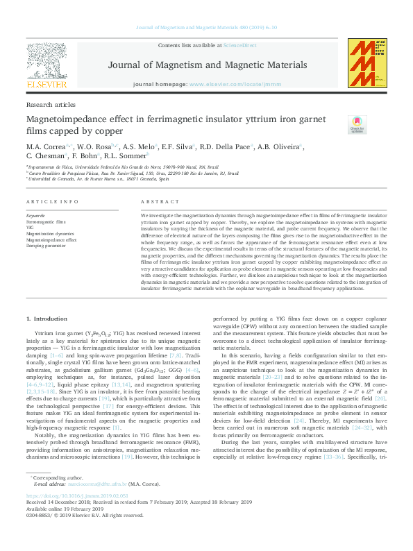 (PDF) Magnetoimpedance effect in ferrimagnetic insulator yttrium iron ...
