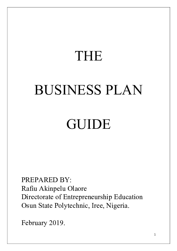 (PDF) A GUIDE TO BUSINESS PLAN.pdf Rafiu A K I N P E L U Olaore