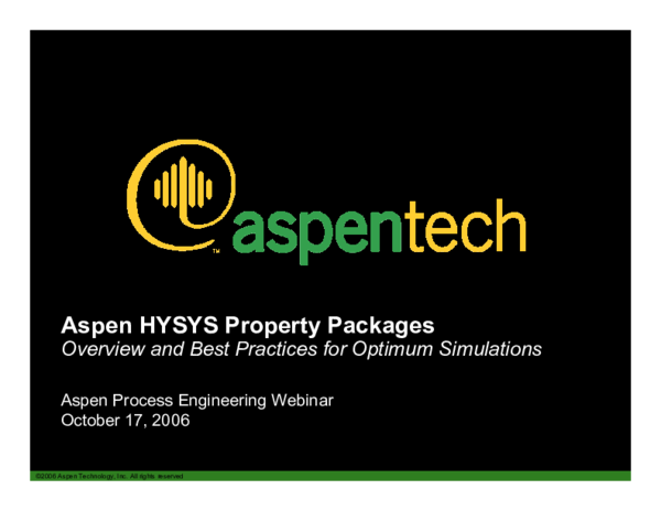 (PDF) Best Practices Optimum Simulations HYSYSProperty Packages