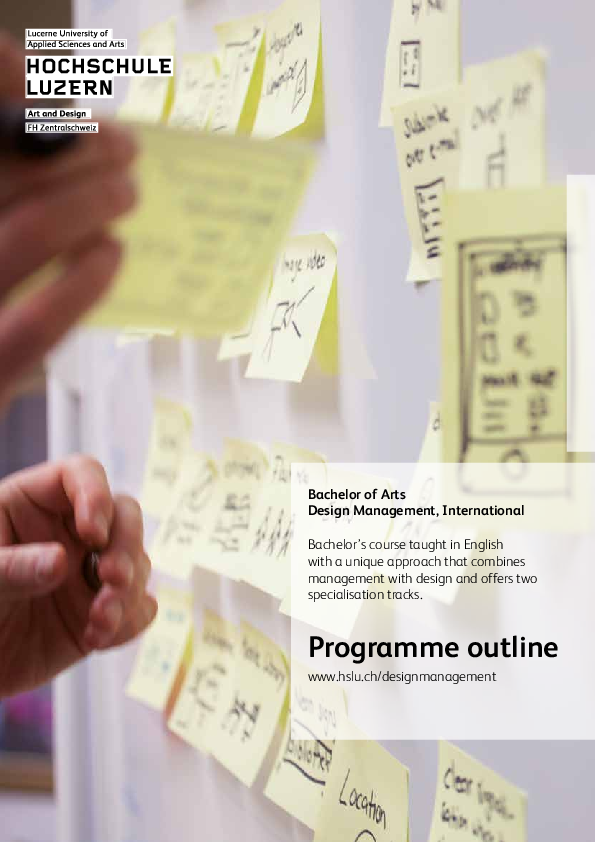 (PDF) Bachelor of Arts Design Management, International - Programme Outline