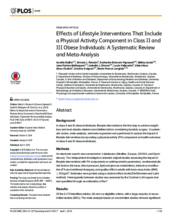 (PDF) Effects of Lifestyle Interventions That Include a Physical ...