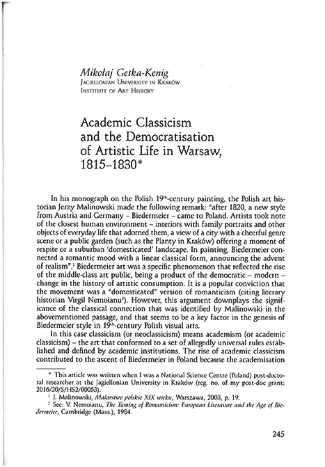 (PDF) M. Getka-Kenig, Academic Classicism and the Democratisation of ...