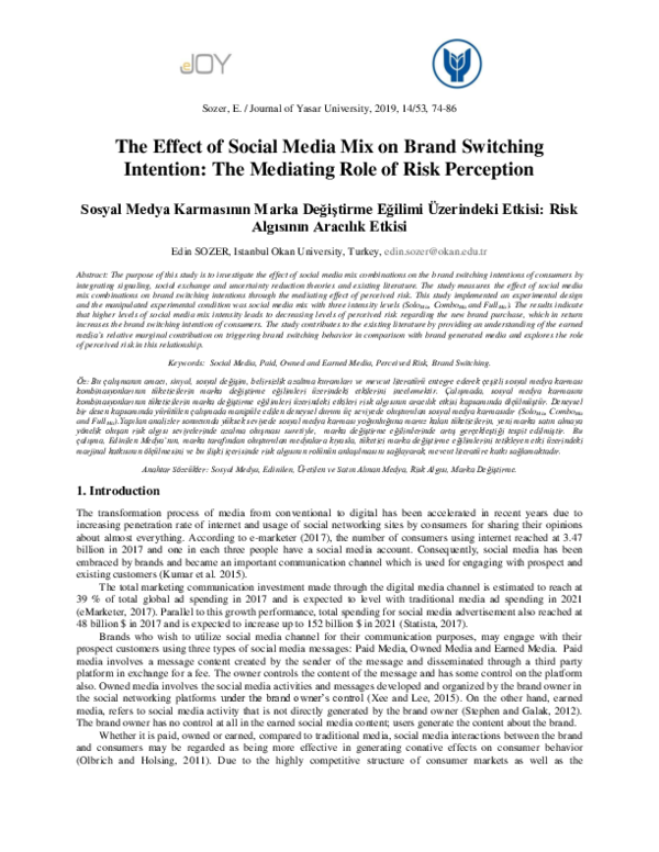 (PDF) The Effect of Social Media Mix on Brand Switching Intention-The ...