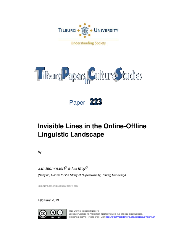 (PDF) Invisible lines in the online-offline linguistic landscape