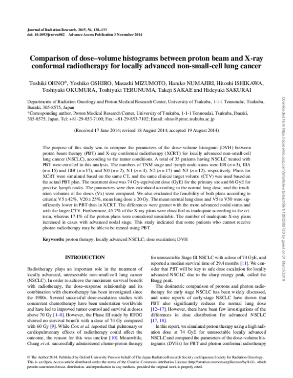 (PDF) Comparison of dose-volume histograms between proton beam and X ...