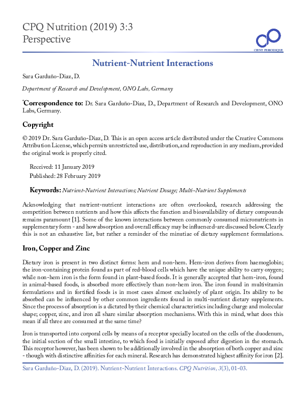 (PDF) NutrientNutrient Interactions Cient Periodique Academia.edu