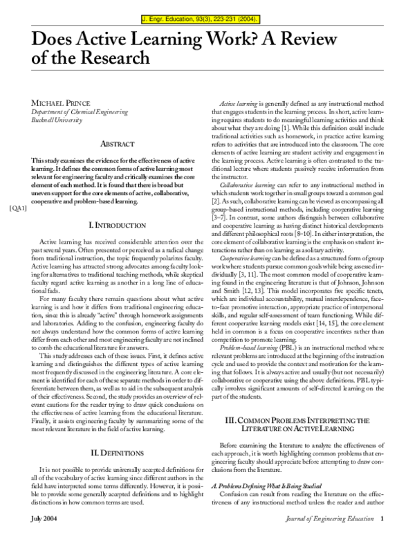 Prince 2004 Does Active Learning Work – LHAHG