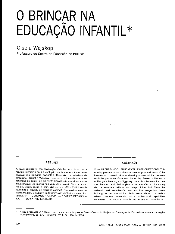 vygotsky ea educação infantil pdf