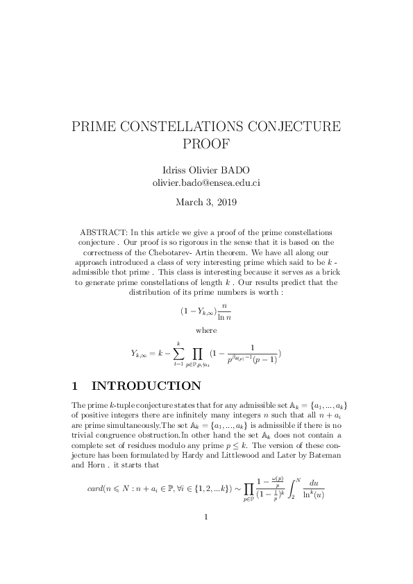 (PDF) PRIME CONSTELLATION CONJECTURE PROOF