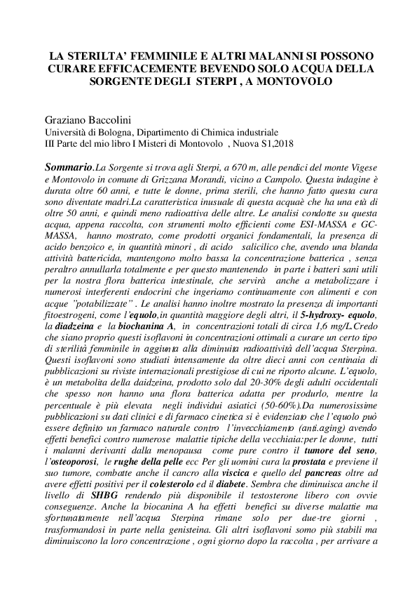 (DOC) La sterilità femminile,curata con acqua Sterpina.docx graziano baccolini Academia.edu (DOC) La sterilità femminile,curata con acqua Sterpina.docx graziano baccolini Academia.edu