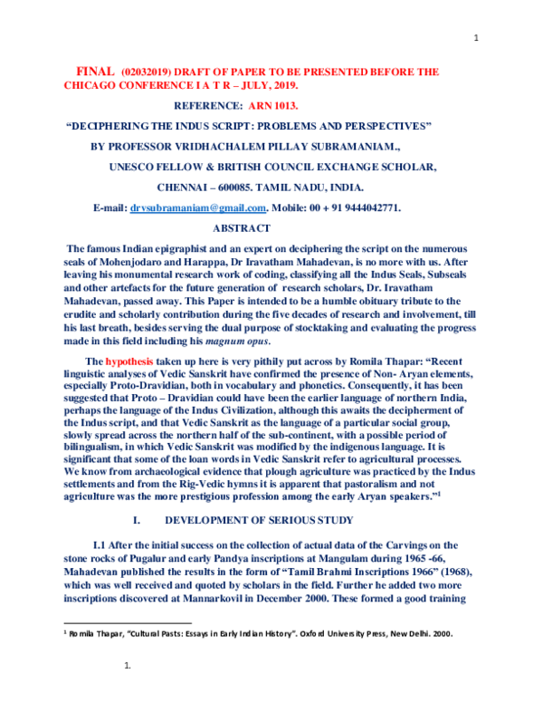 (DOC) FINAL DRAFT OF PAPER TO BE PRESENTED BEFORE THE CHICAGO ...