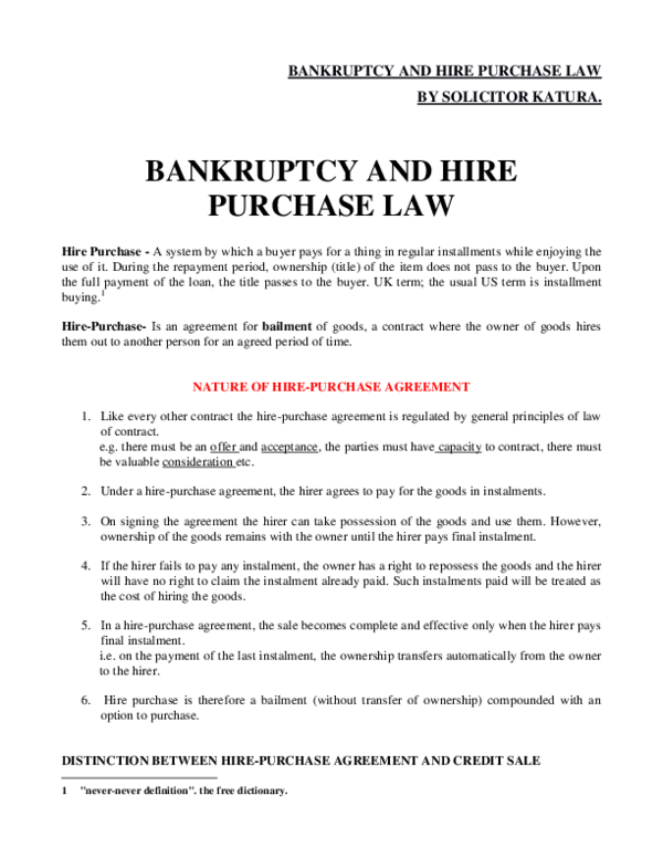 Breach Of Hire Purchase Agreement Breach Of Hire Purchase Agreement