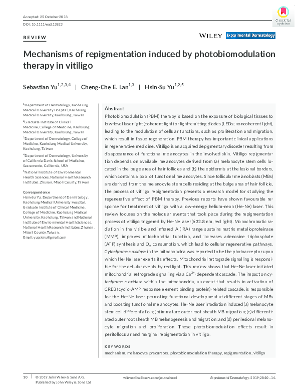 (PDF) Mechanisms of repigmentation induced by photobiomodulation ...