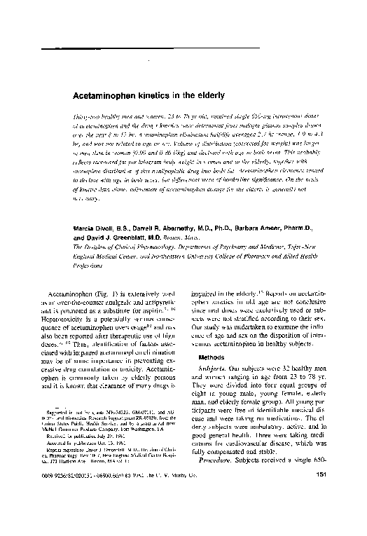 (PDF) Acetaminophen in the elderly Barbara Ameer Academia.edu
