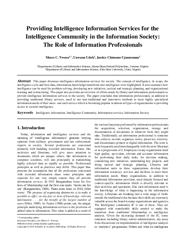 (DOC) Providing intell paper