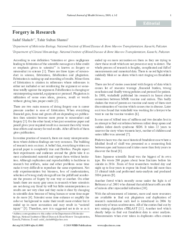 (PDF) Forgery in Research