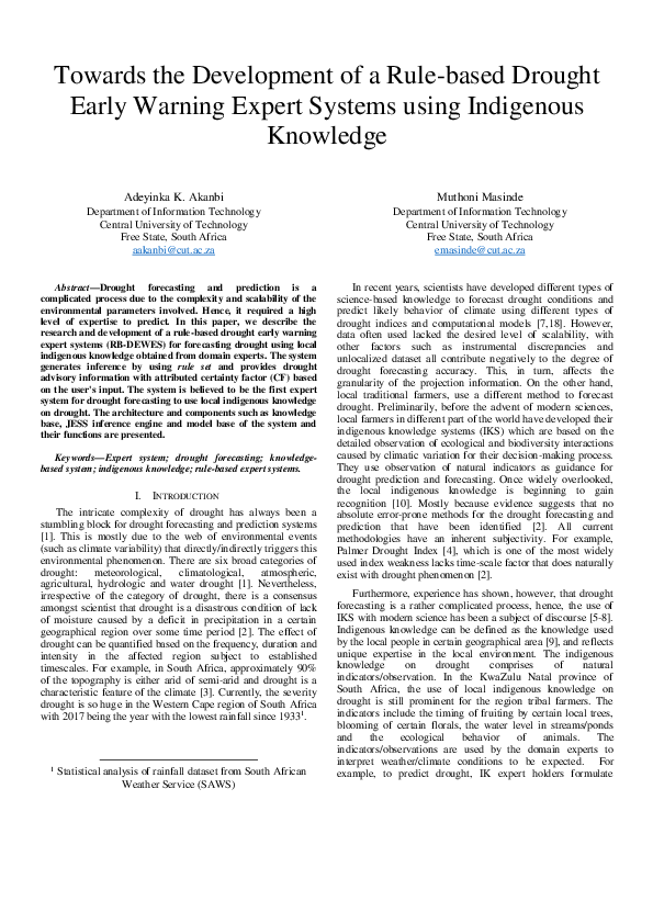 (PDF) Towards the Development of a Rule-based Drought Early Warning ...