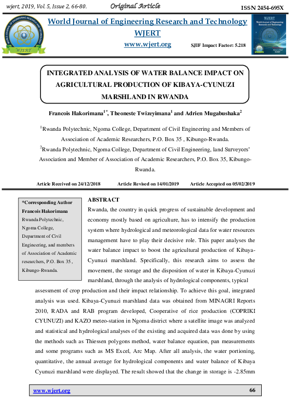 (PDF) Integrated analysis of water balance impact on agricultural ...