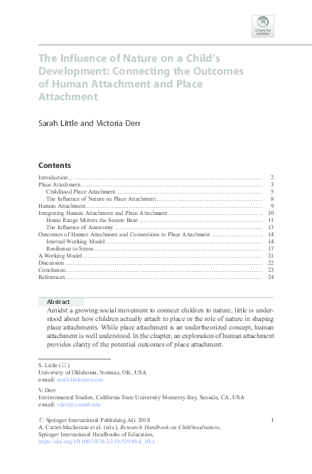 (PDF) The Influence of Nature on a Child's Development: Connecting the ...