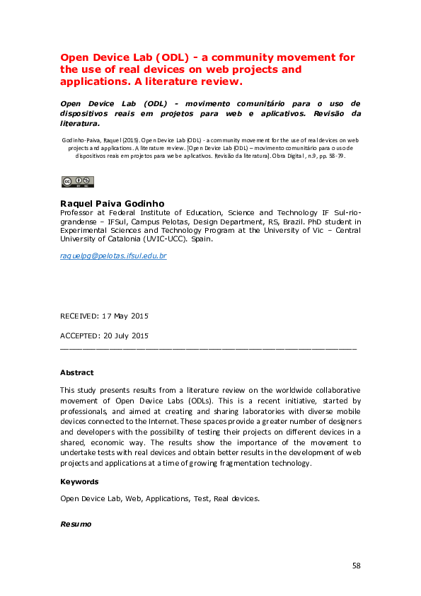 (PDF) Open Device Lab (ODL) - a community movement for the use of real ...