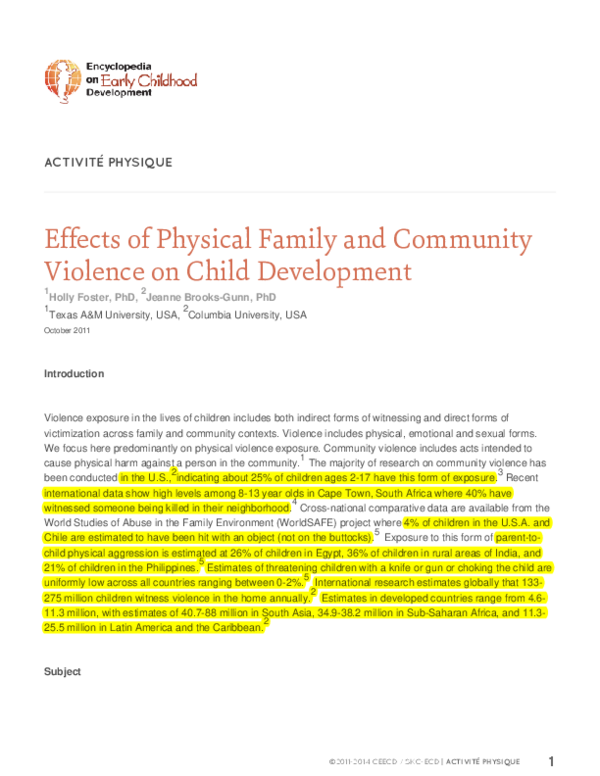 (PDF) Effects of physical family and community violence on child ...