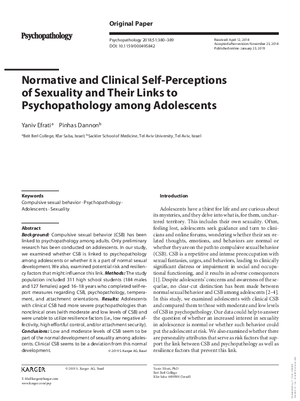 (PDF) Normative and Clinical Self-Perceptions of Sexuality and Their ...