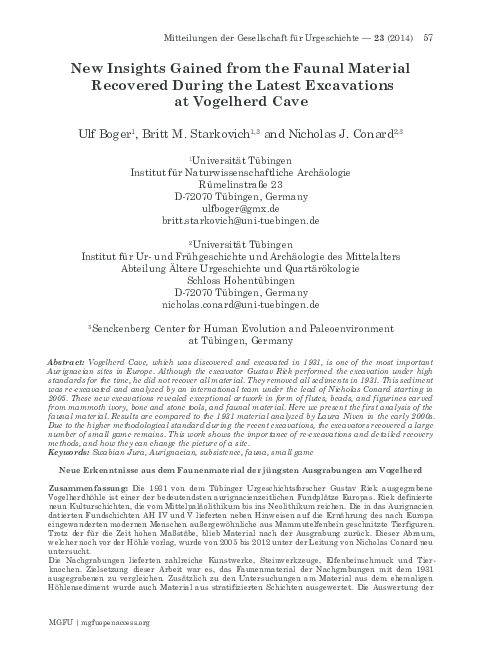 (PDF) New Insights Gained from the Faunal Material Recovered During the ...