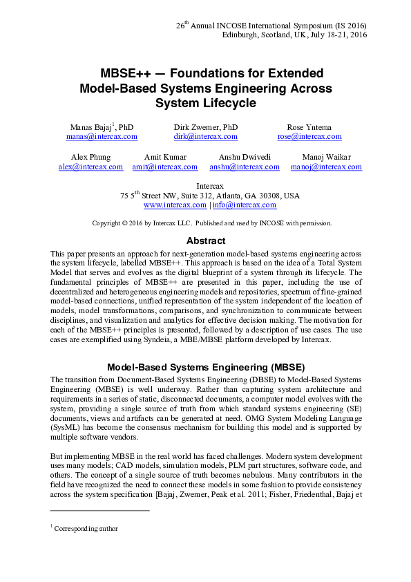 (PDF) MBSE++ -Foundations for Extended Model-Based Systems Engineering ...