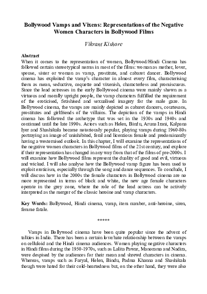 Pdf Bollywood Vamps And Vixens Representations Of The Negative Women Characters In Bollywood Films Vikrant Kishore Academia Edu pdf bollywood vamps and vixens