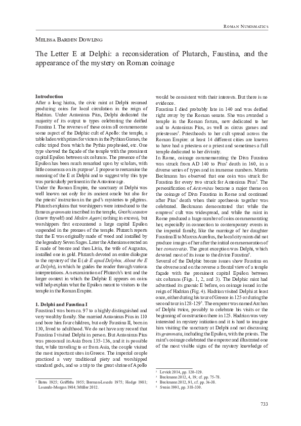 (PDF) The Letter E at Delphi: a reconsideration of Plutarch, Faustina ...