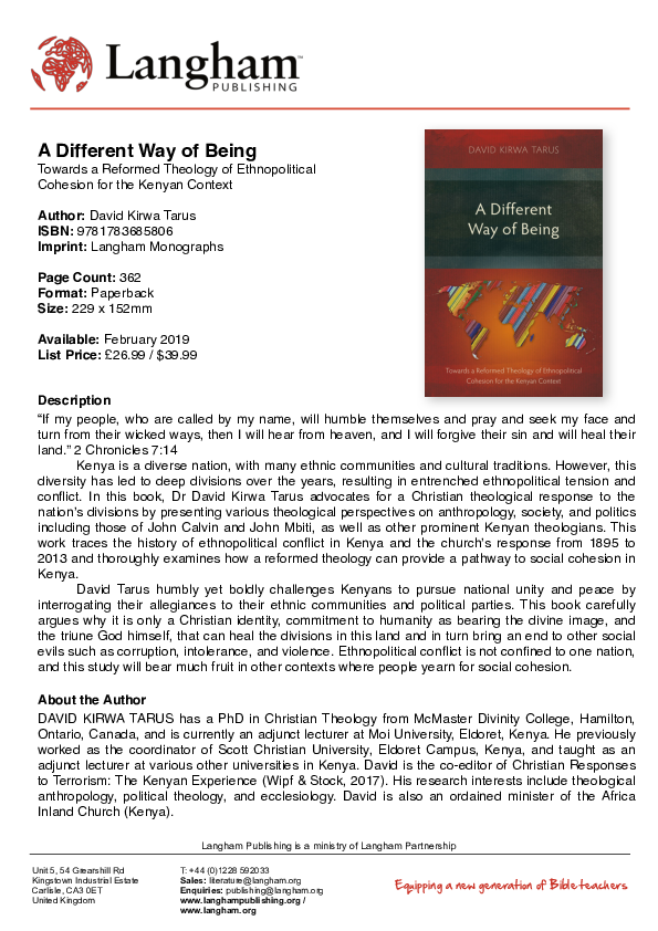 Pdf A Different Way Of Being David K Tarus Academia Edu