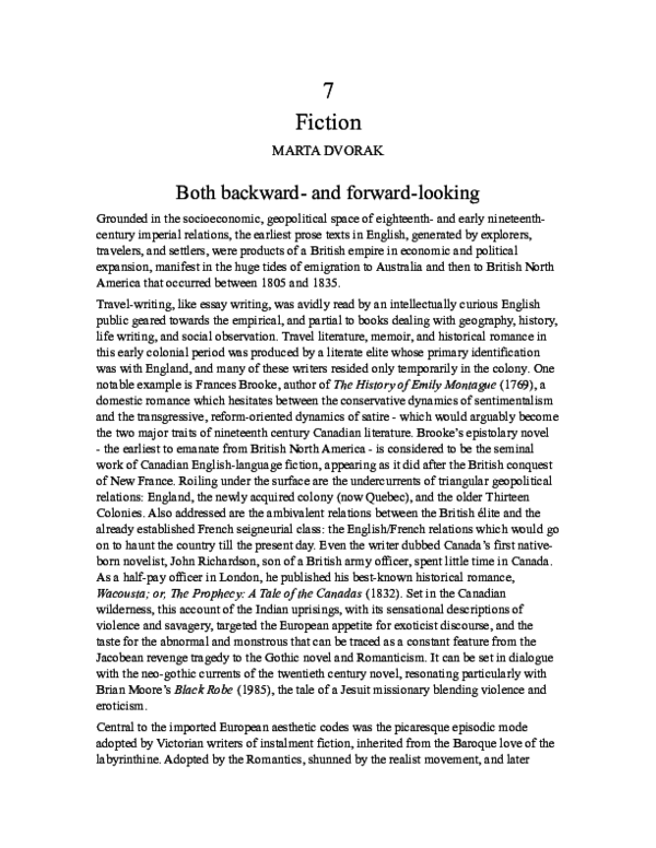Pdf Chapter 7 Fiction The Canadian Novel Marta Dvorak Academia Edu