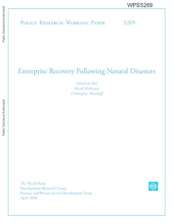 (PDF) Enterprise recovery following natural disasters