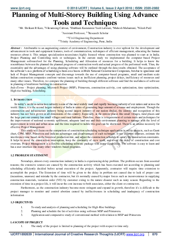 (PDF) Planning of Multi-Storey Building Using Advance Tools and Techniques