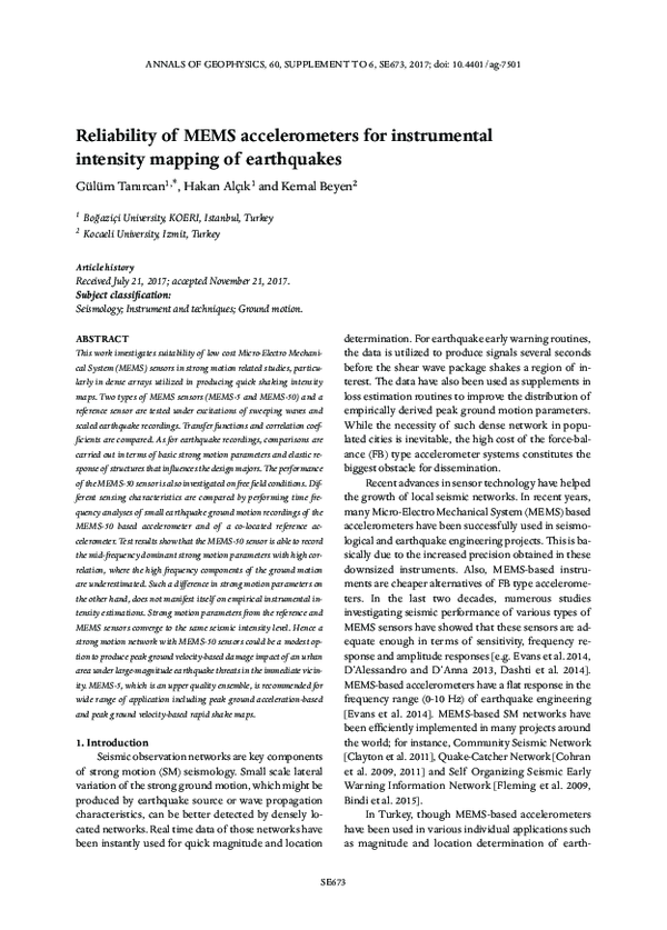 (PDF) Reliability of MEMS accelerometers for instrumental intensity ...