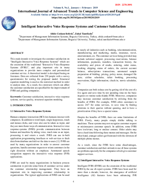 (PDF) Intelligent Interactive Voice Response Systems and Customer ...