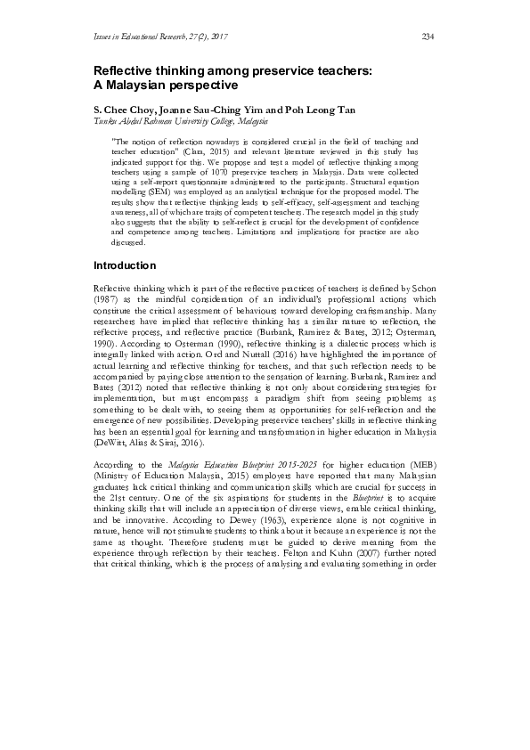 Critical thinking reflective essay examples picture