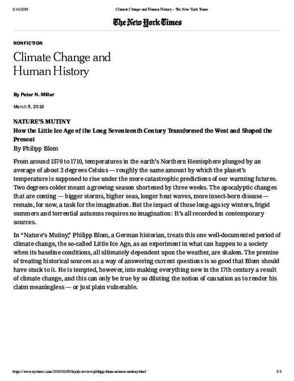 (PDF) Climate Change and Human History The New York Times