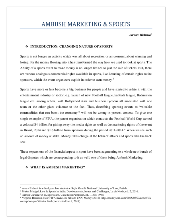 A Systematic Literature Review On Ambush Marketing In Sport