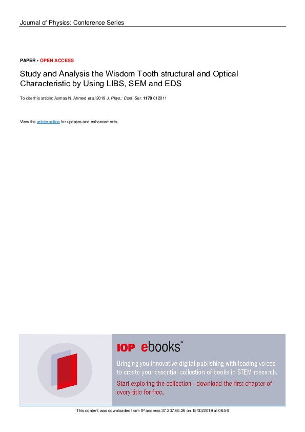(PDF) Study and Analysis the Wisdom Tooth structural and Optical ...