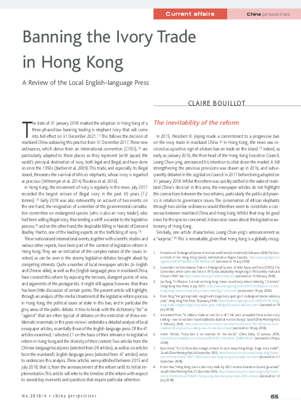(PDF) Banning the Ivory Trade in Hong Kong: A Review of the Local ...
