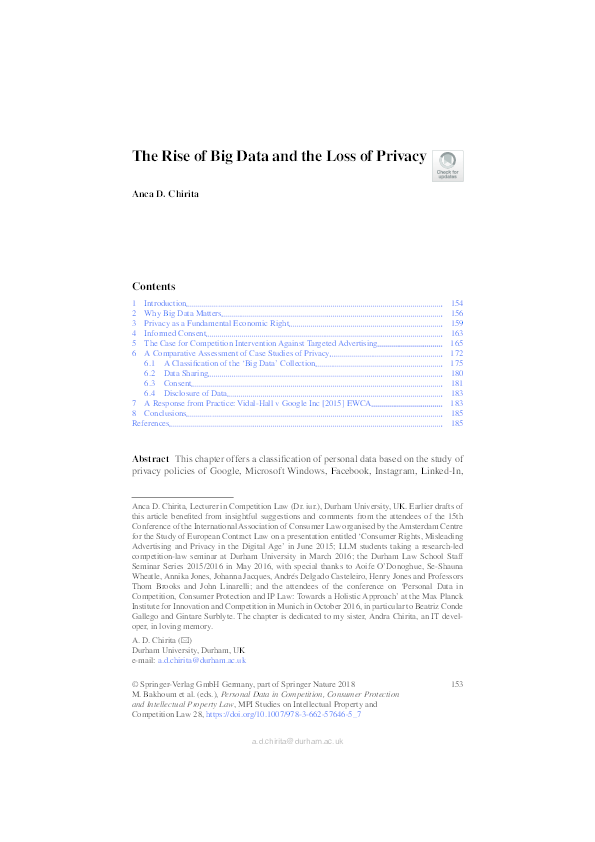 (PDF) The Rise of Big Data and the Loss of Privacy