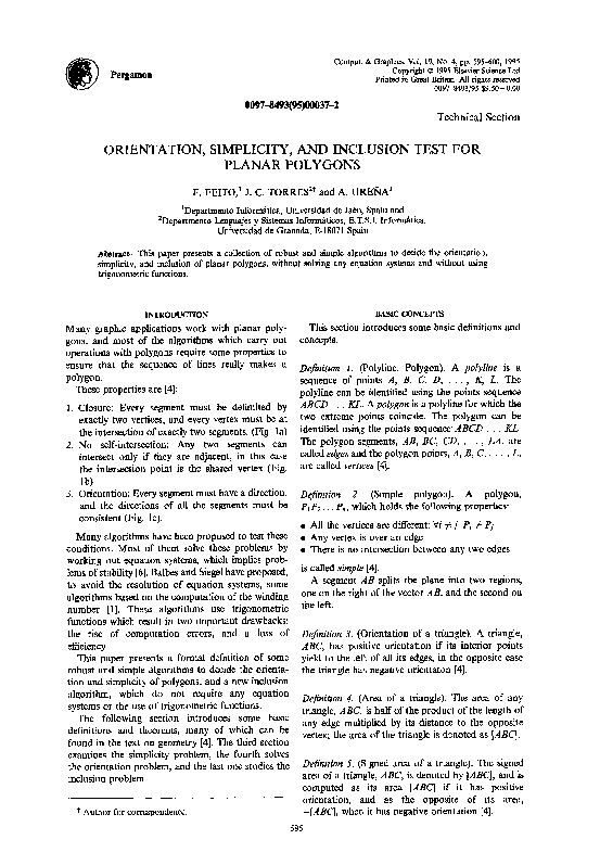 (PDF) Orientation, simplicity, and inclusion test for planar polygons