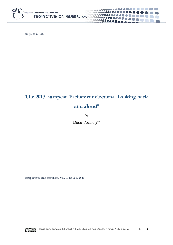 (PDF) The 2019 European Parliament elections: Looking back and ahead