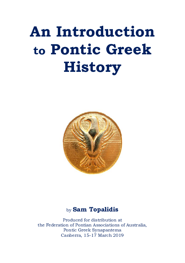 (PDF) An Introduction to Pontic Greek History Sam Topalidis